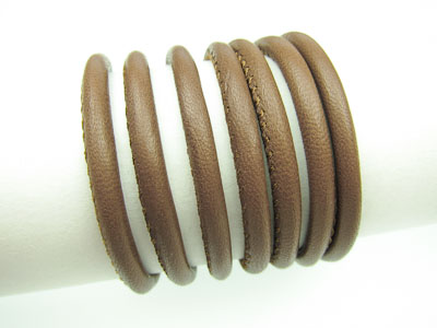 Nappaleder mit Kern, rund gesäumt, Ø 4 mm, hellbraun