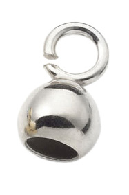 Endkapseln m. kleiner offener Öse, Silber rhodiniert