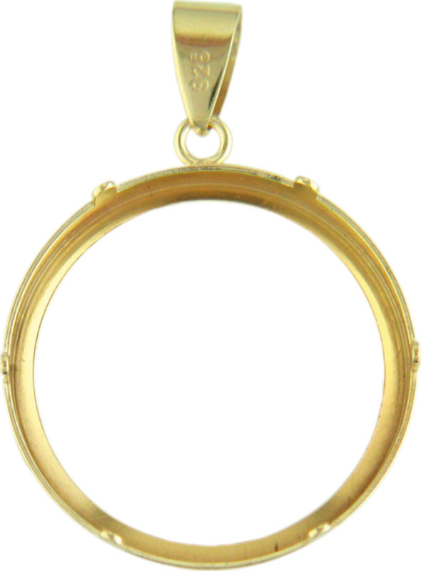 Münzfassung mit Öse & Schlaufe 24 mm Silber Münzfassung mit Öse & Schlaufe 24 mm Silber