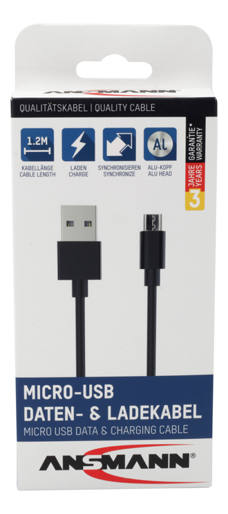 Ansmann Micro-USB Daten- und Ladekabel 120 cm