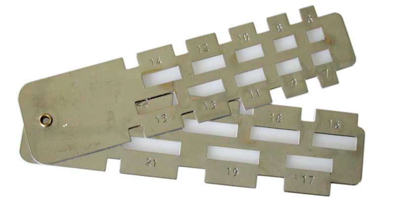 Messschablone für Federstege