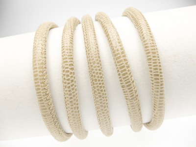 Nappaleder Echsenlederprägung, rund gesäumt, Ø 4 mm, beige