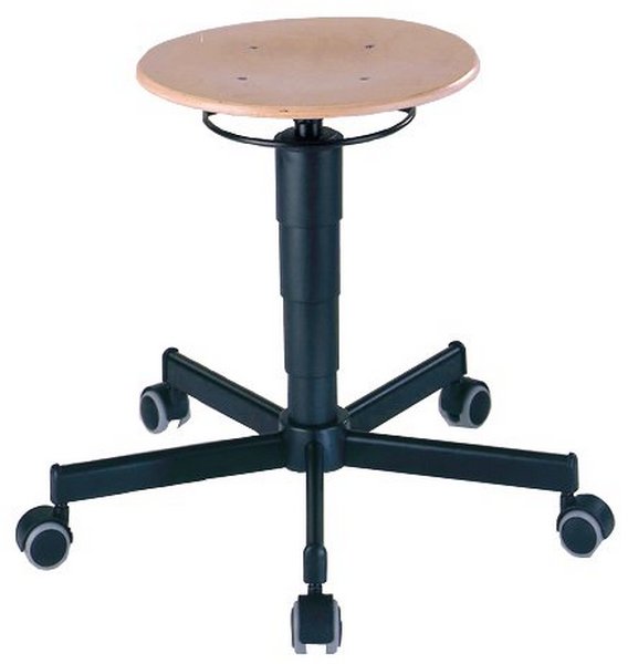 Drehhocker aus Holz mit Rollen