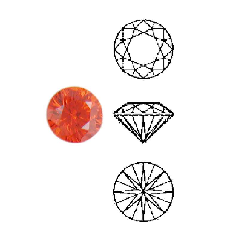 Schmucksteine Cubic Zirkonia orange, rund Schmucksteine Cubic Zirkonia orange, rund