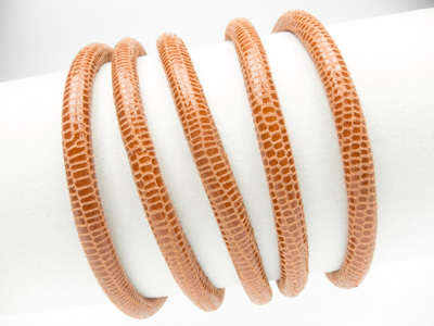 Nappaleder Echsenlederprägung, rund gesäumt, Ø 4 mm, cognac