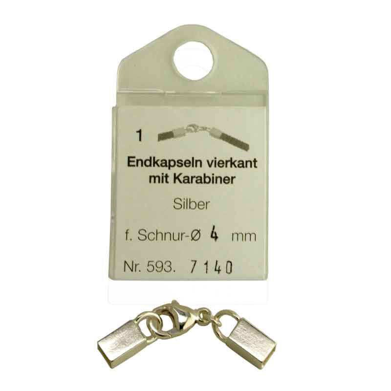 Karabiner mit Endkappen quadratisch 4 mm