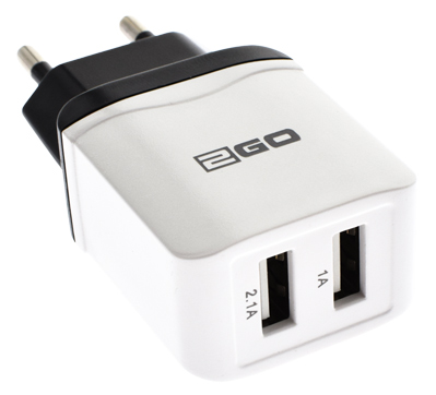 2GO Netzladegerät USB Duo weiß