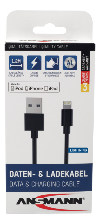 Ansmann Lightning USB Daten- und Ladekabel 120 cm