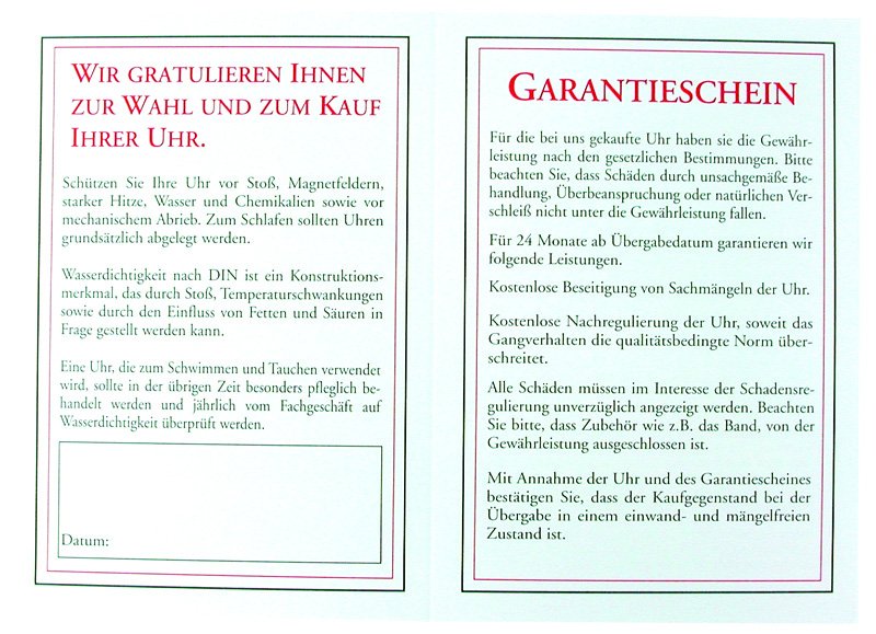 Garantieschein
