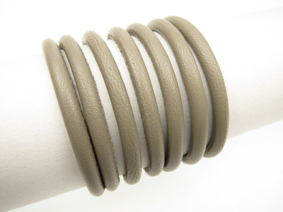 Nappaleder mit Kern, rund gesäumt, Ø 4 mm, helltaupe