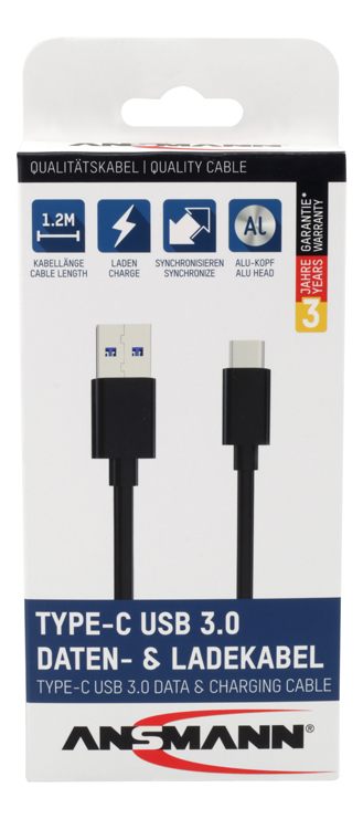 Ansmann Type-C USB Daten- und Ladekabel 120 cm