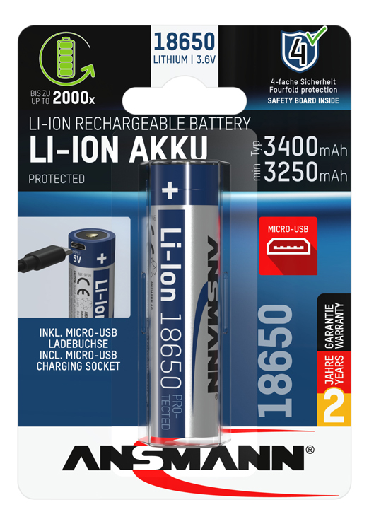 Ansmann Li-Ion Akku 18650 3400 mAh